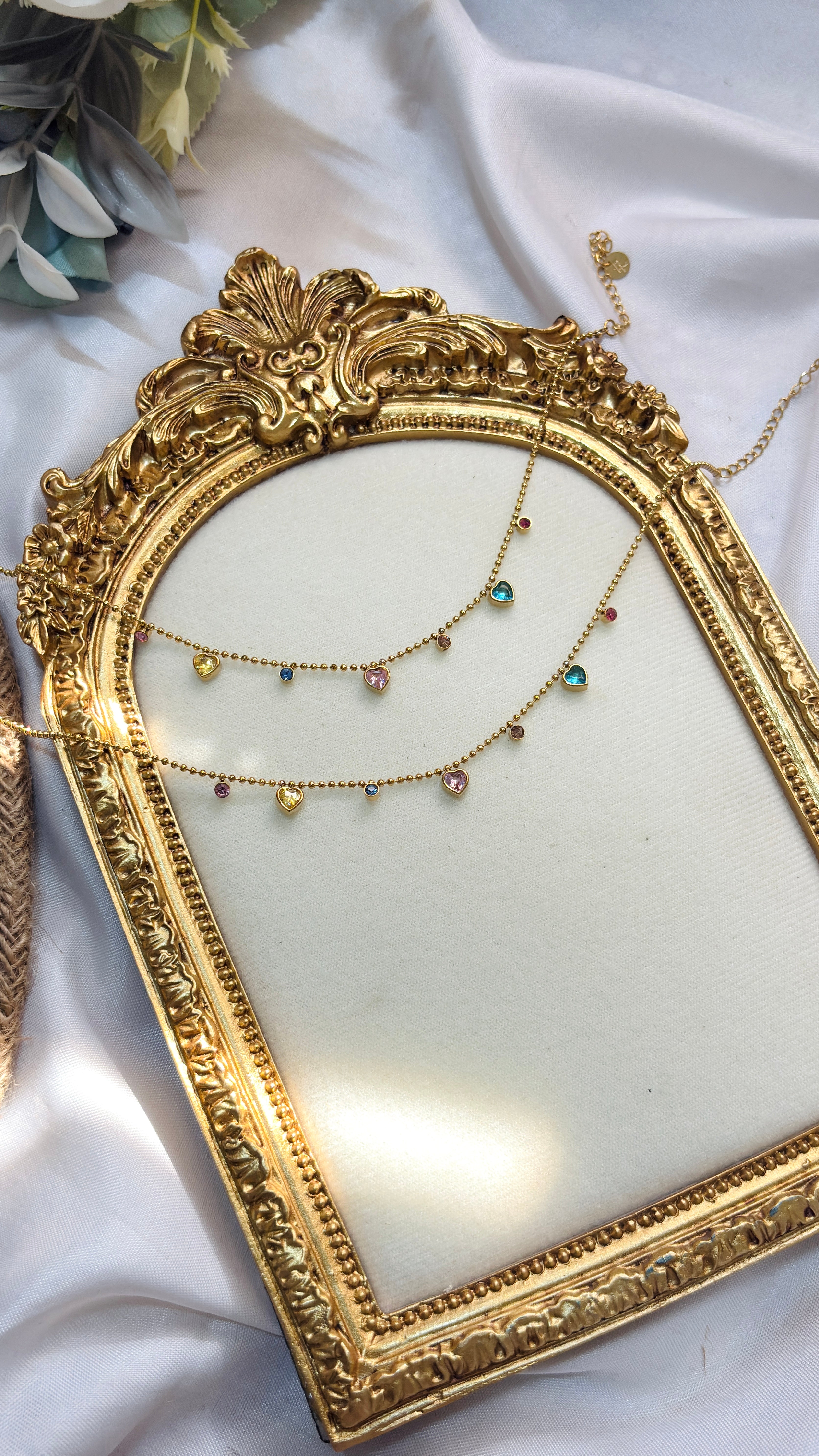 Multi Color Heart Charm Anklet
